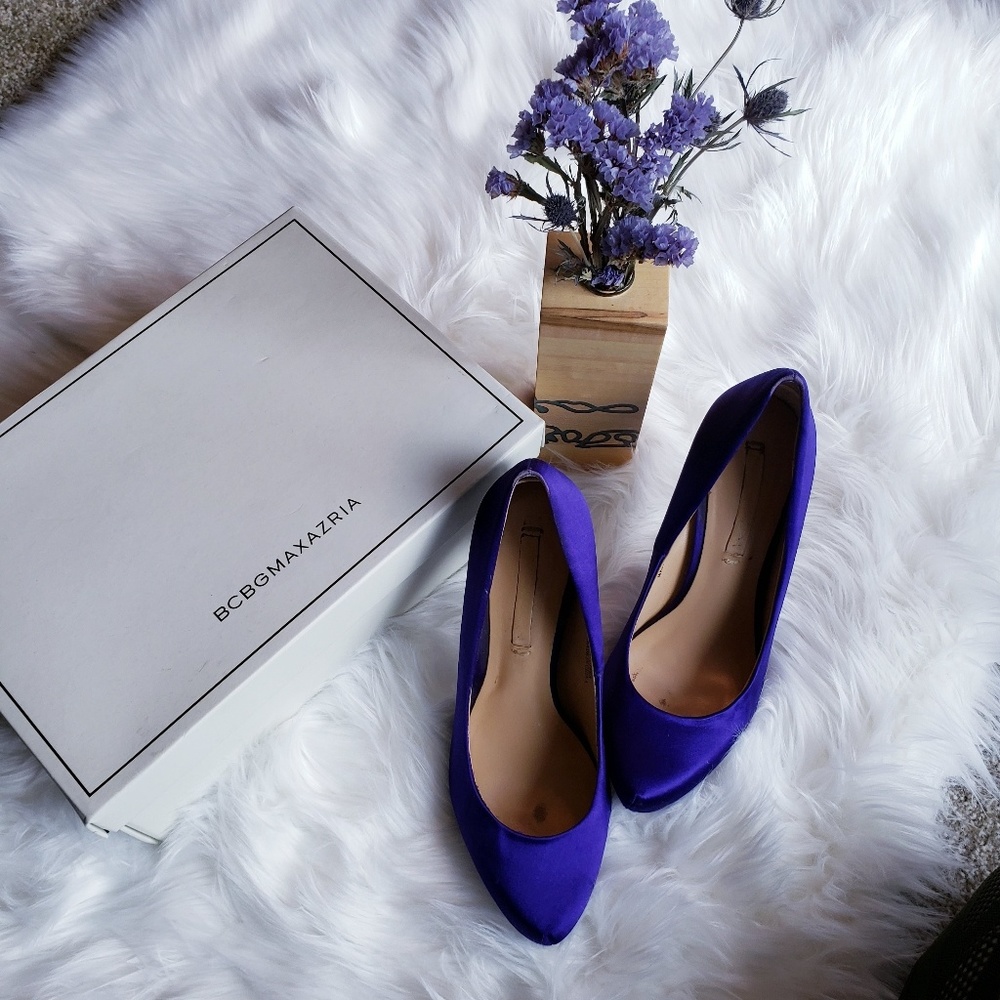 BCBG Skyla Satin Deep Purple Pumps